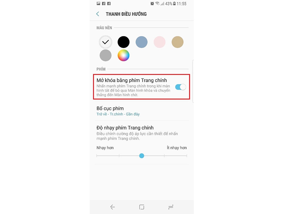 Hướng dẫn mở khóa màn hình Galaxy S8 bằng nút Home ảo