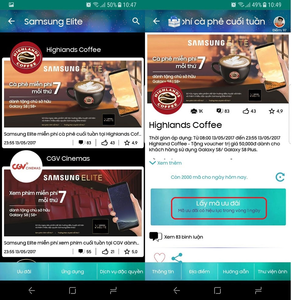 Quà tặng Galaxy trên Samsung Galaxy S8