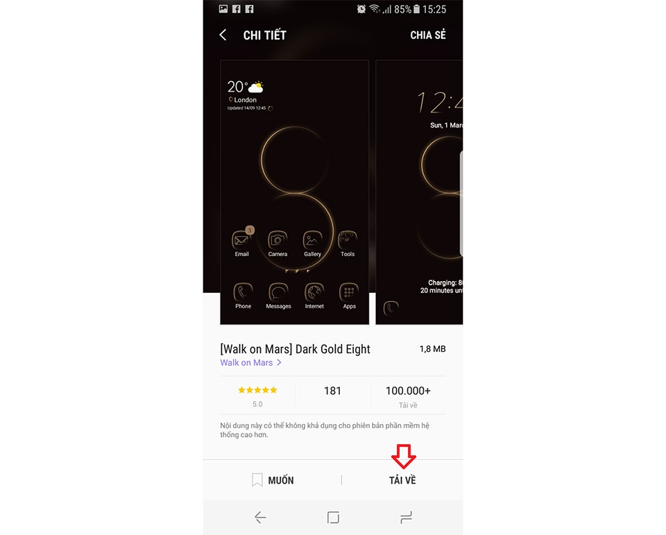 Thay đổi giao diện, theme của Samsung Galaxy S8
