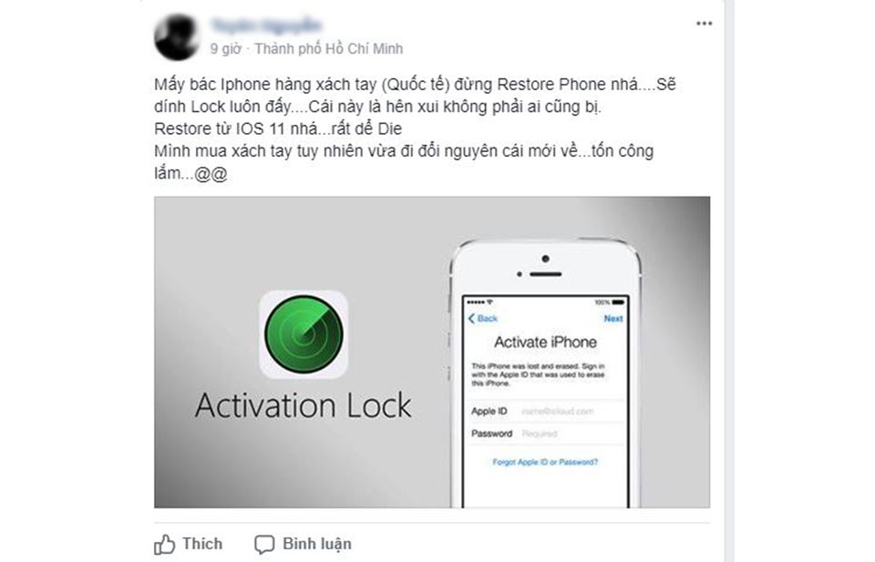 iPhone quốc tế thành iPhone Lock khi restore iOS 11