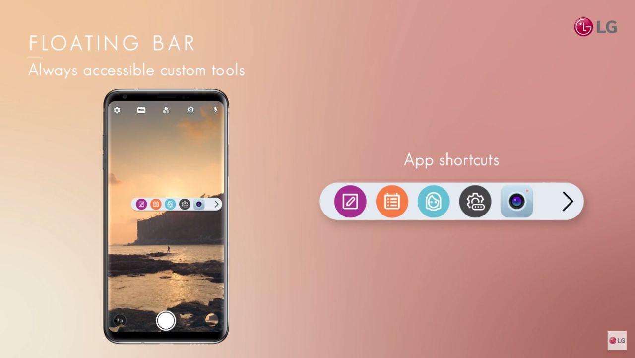 LG V30 với Floating Bar LG V30 với Floating Bar