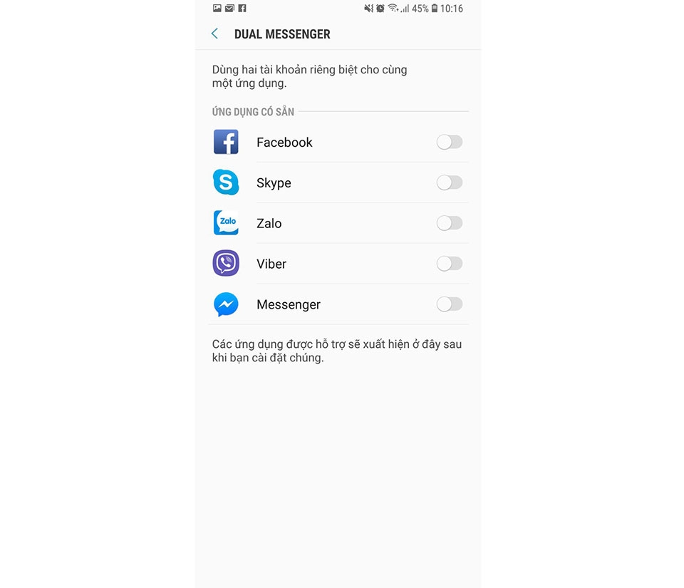 Kích hoạt tính năng Dual Messenger trên Galaxy S9