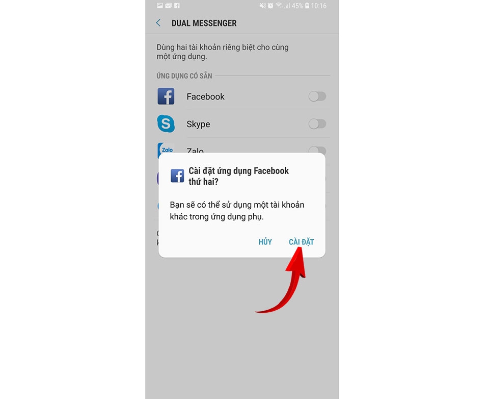 Kích hoạt tính năng Dual Messenger trên Galaxy S9