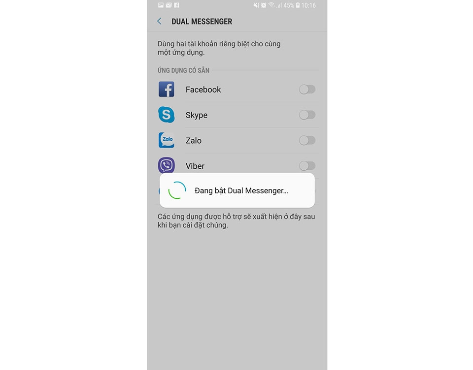 Kích hoạt tính năng Dual Messenger trên Galaxy S9