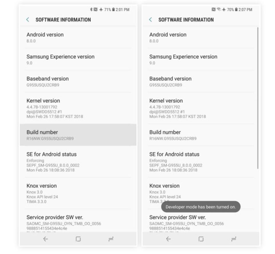 Kích hoạt tùy chọn nhà phát triển trên Galaxy S9 Kích hoạt tùy chọn nhà phát triển trên Galaxy S9