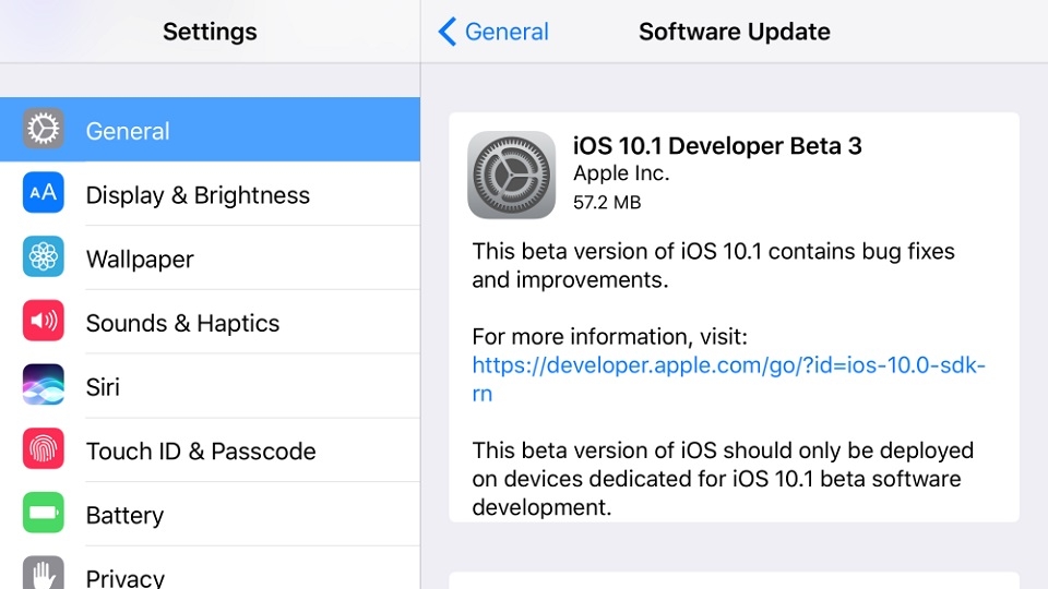 Apple tung ra iOS 10.1 beta 3 cho iPhone, iPad Apple tung ra iOS 10.1 beta 3 cho iPhone, iPad
