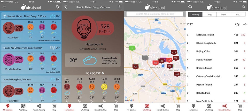 Hướng dẫn kiểm tra mức độ ô nhiễm không khí trên Android và iOS Hướng dẫn kiểm tra mức độ ô nhiễm không khí trên Android và iOS