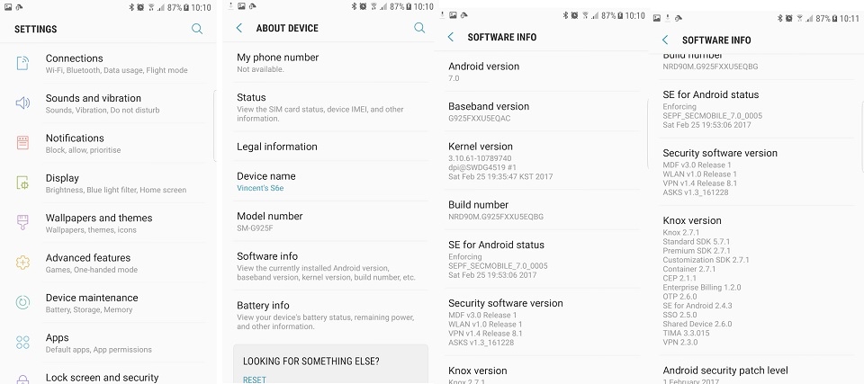 Hình ảnh Galaxy S6 edge chạy Android 7.0 Nougat Hình ảnh Galaxy S6 edge chạy Android 7.0 Nougat