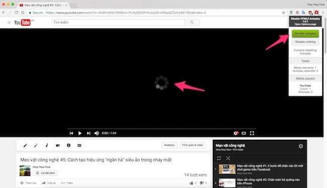 Tắt tự động phát video trên Facebook và website