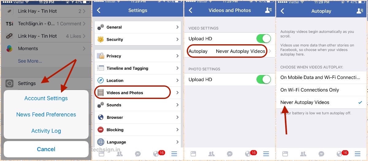Tắt tự động phát video trên Facebook và website