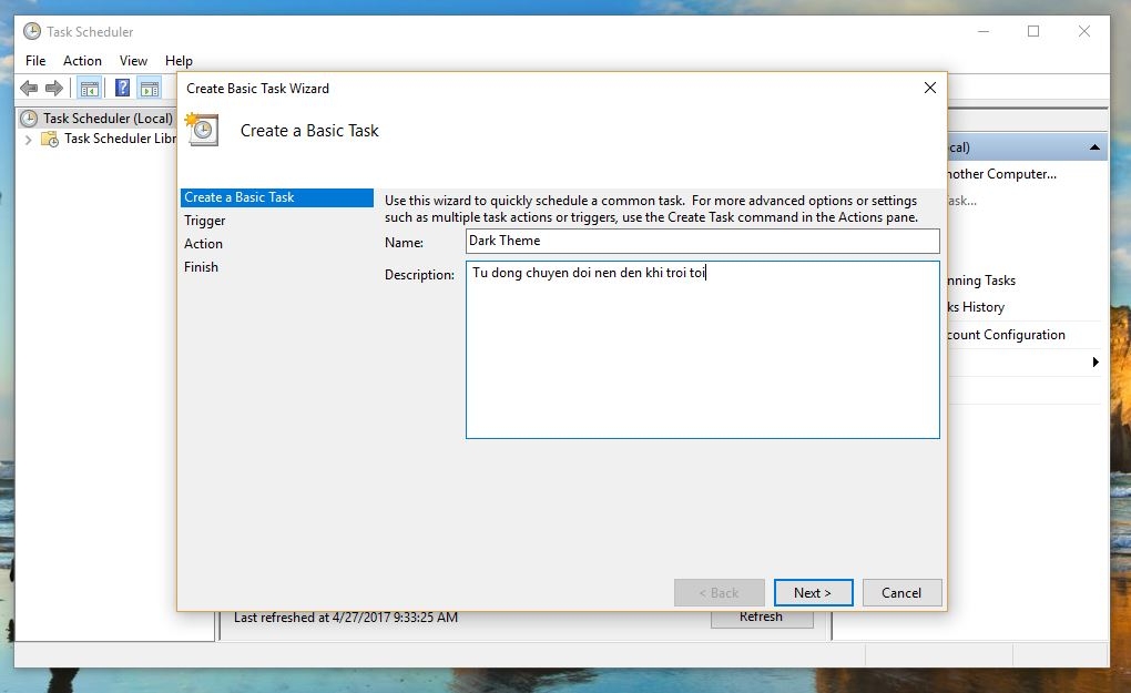 Thiết lập Window 10 tự chuyển sang nền đen khi tối