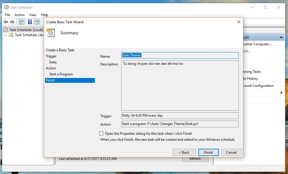 Thiết lập Window 10 tự chuyển sang nền đen khi tối