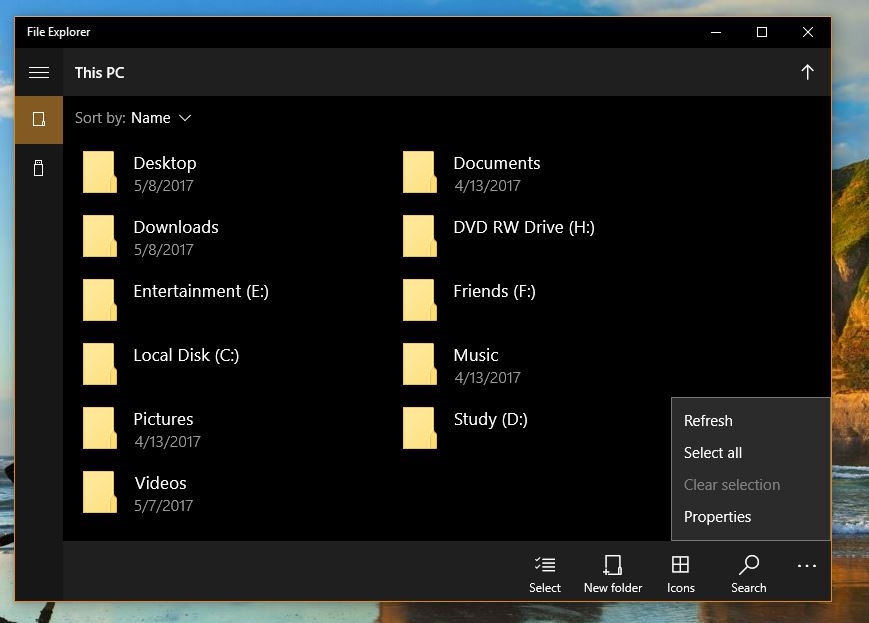 Giao diện File Explorer mới trong Windows 10 Creators