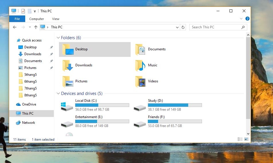 Giao diện File Explorer mới trong Windows 10 Creators