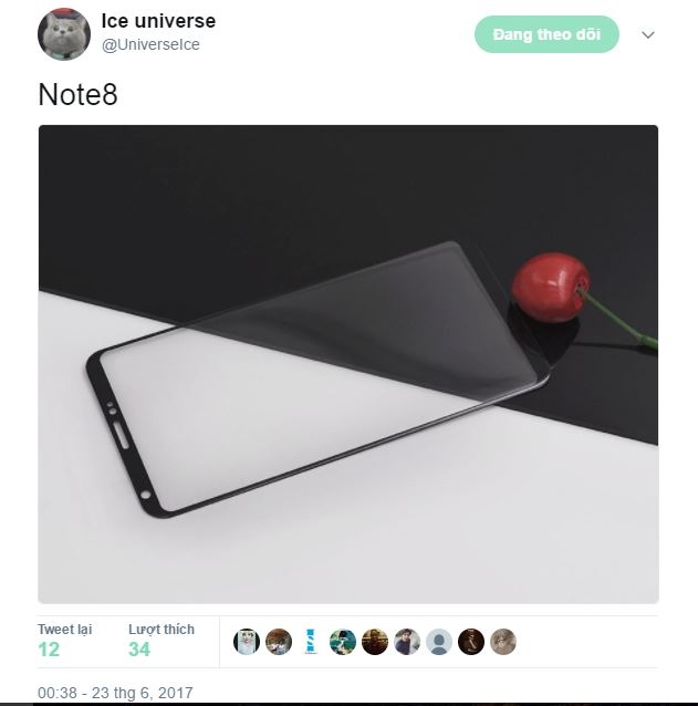 Rò rỉ mặt trước của Galaxy Note 8 có kích thước lớn