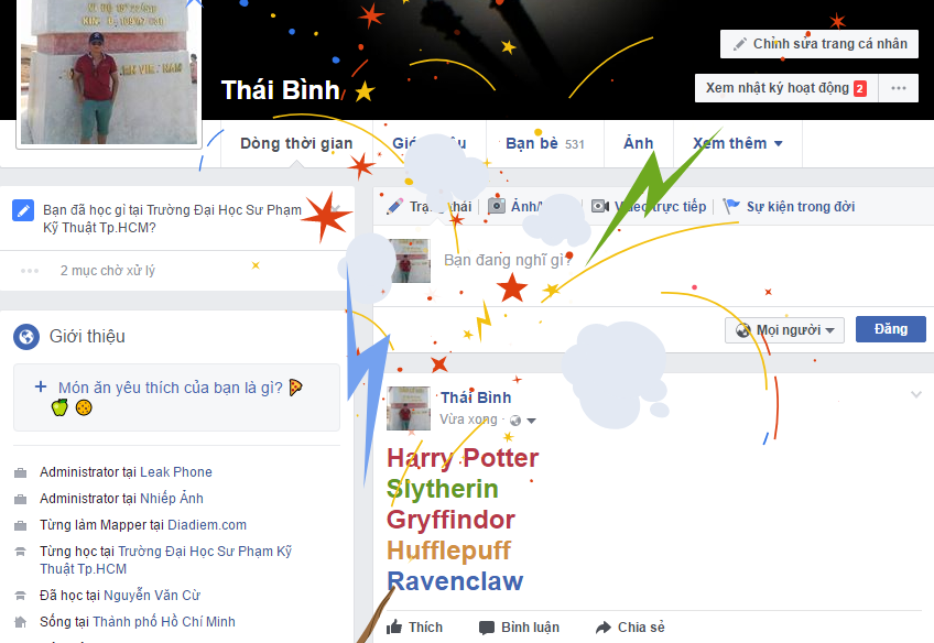 Hiệu ứng phép thuật Harry Potter trên Facbook Hiệu ứng phép thuật Harry Potter trên Facbook