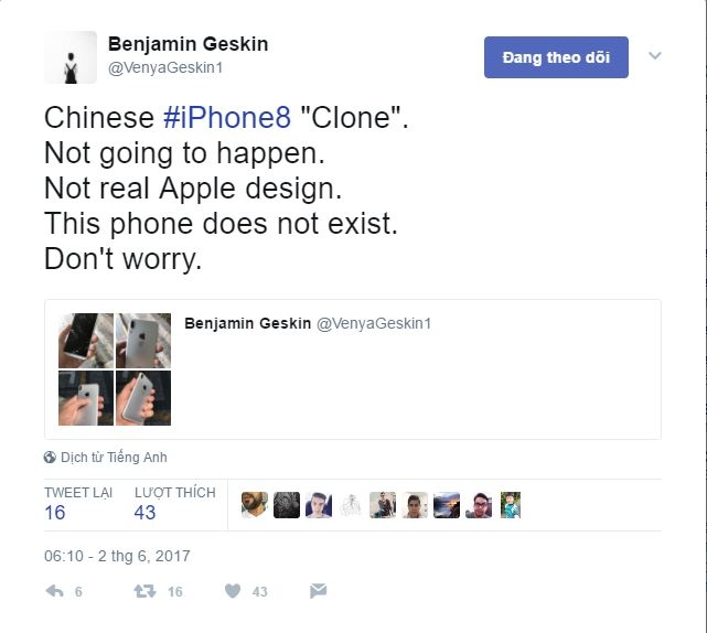 Trên tay iPhone 8 có cảm biến vân tay đặt phía sau