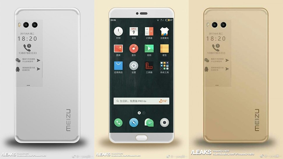 Lộ ảnh render Meizu Pro 7 với màn hình phụ phía sau