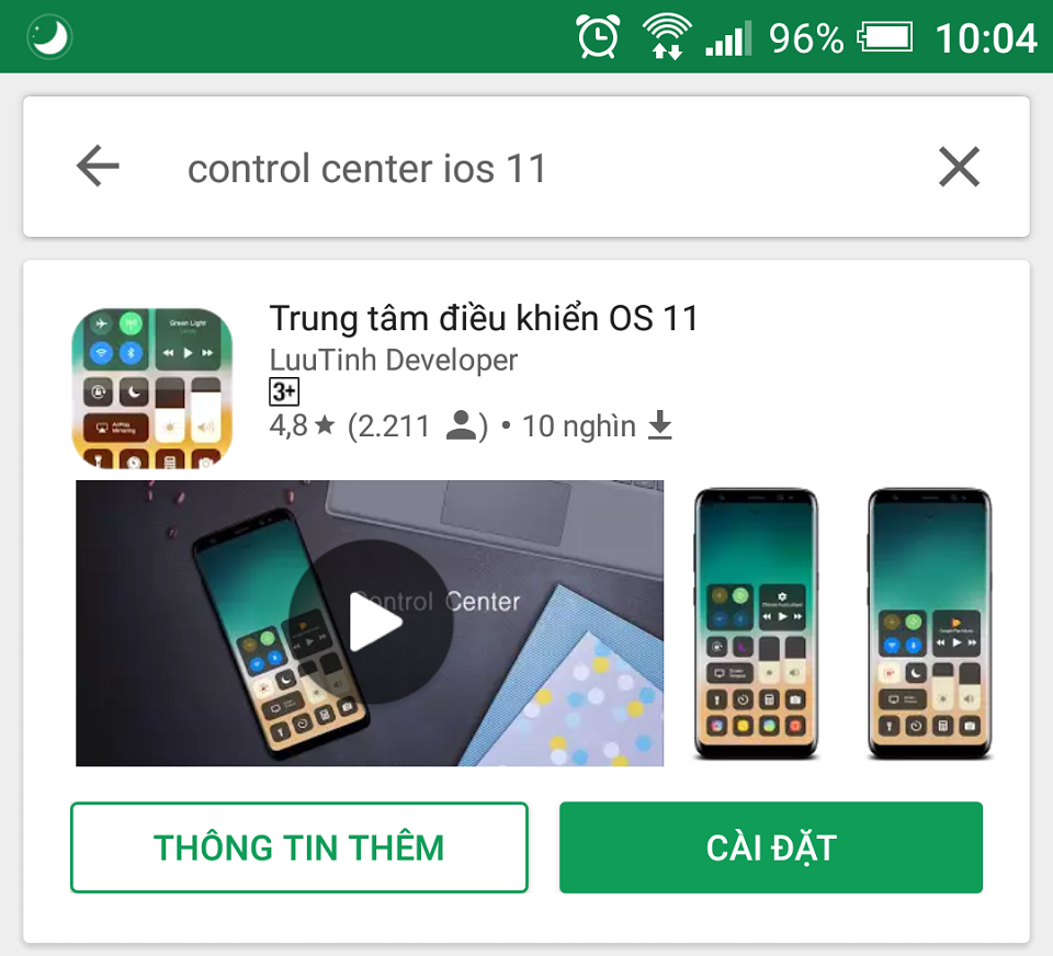Cách cài Control Center trên iOS 11 lên máy Android