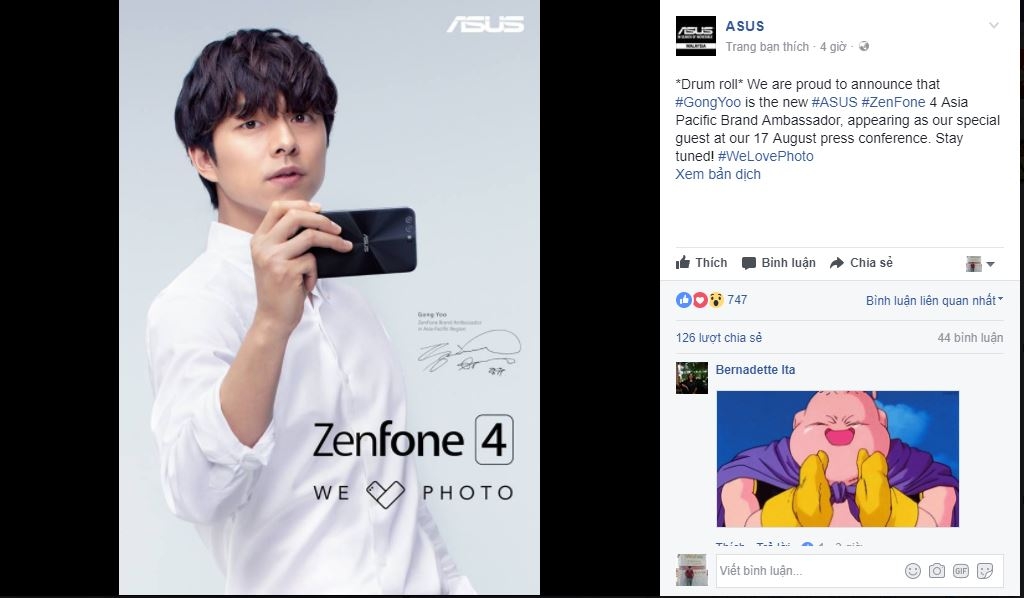 Gương mặt đại diện cho ZenFone 4 đã lộ diện