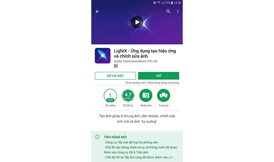 Ứng dụng LightX Android Ứng dụng lightx 01