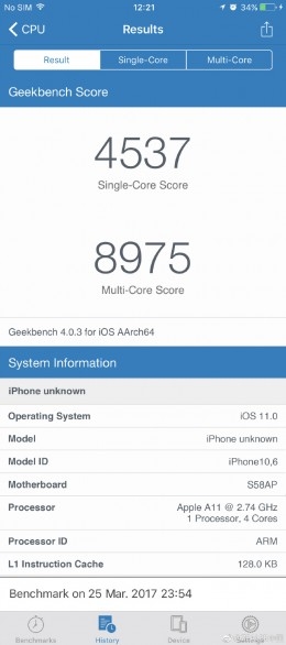 Geekbench iPhone 8 Geekbench iPhone 8