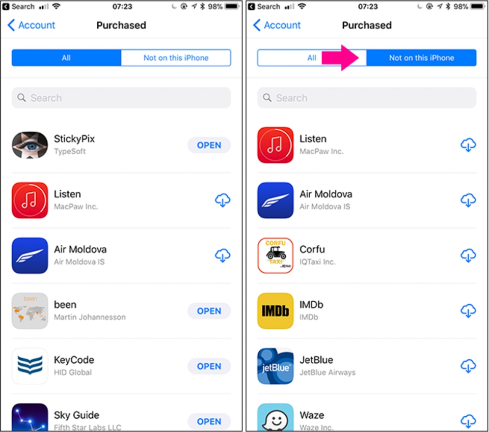 Ứng dụng đã tải trên iPhone