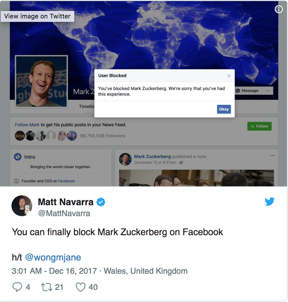 Đã có thể chặn Mark Zuckerberg