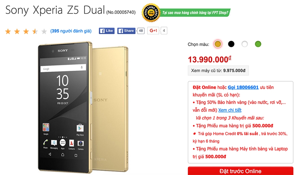 Xperia Z5 giảm giá