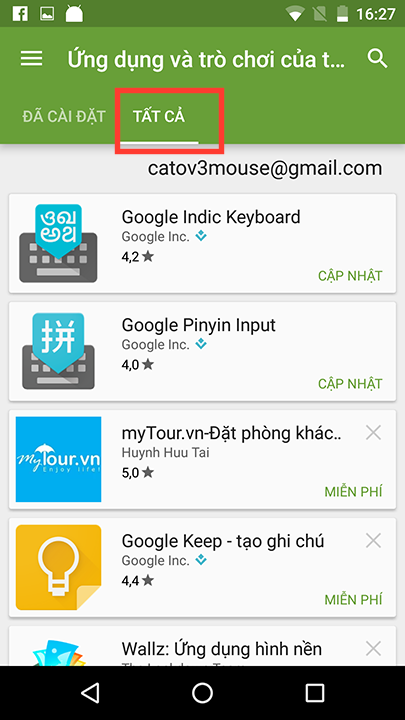 Khôi phục ứng dụng lỡ xóa trên Android