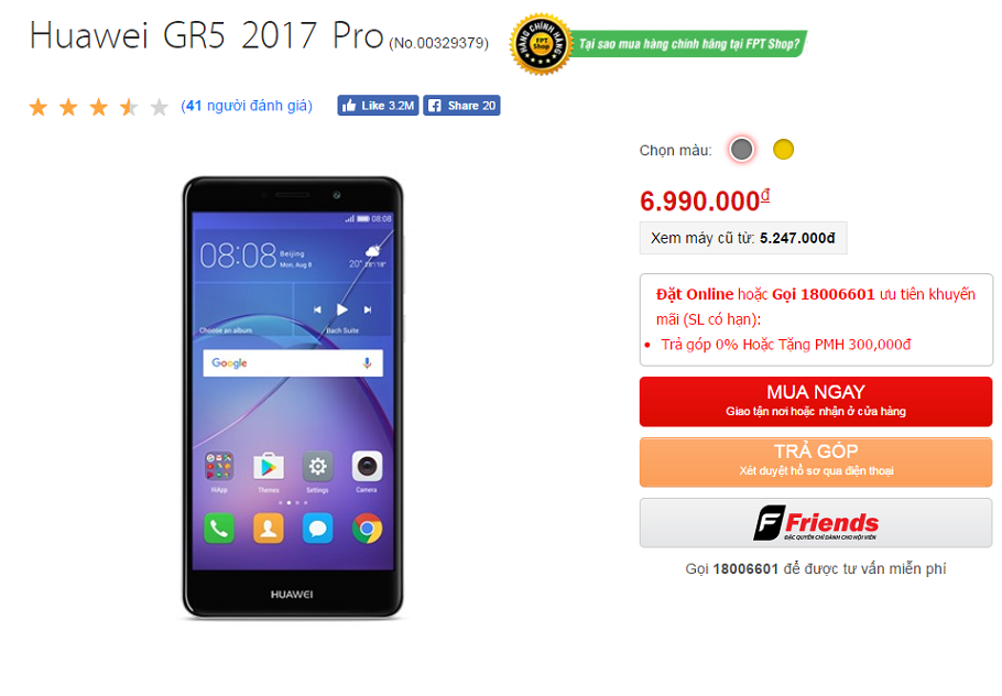 Huawei GR5 2017 Pro giảm giá cực sốc Huawei GR5 2017 Pro giảm giá cực sốc