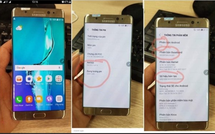 Samsung Galaxy Note 7R lộ ảnh với Pin 3200mAh và Android 7.0 đi kèm khi bán ra