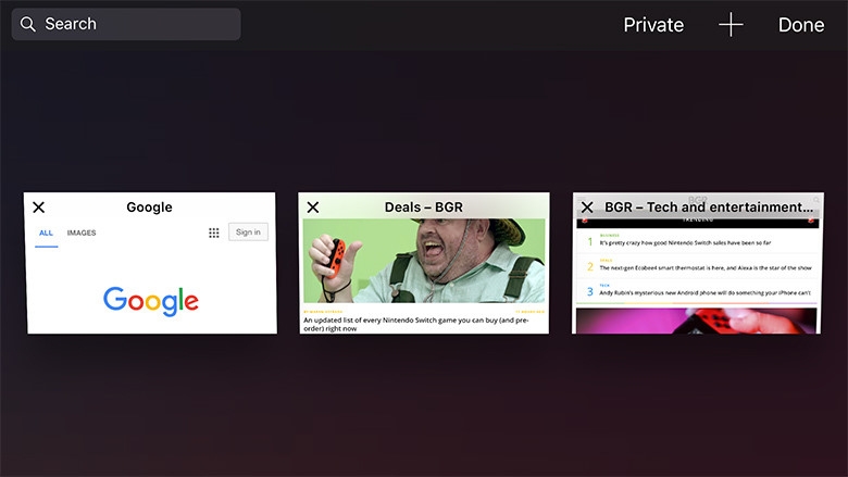 Xem tất cả các thẻ Safari đang mở