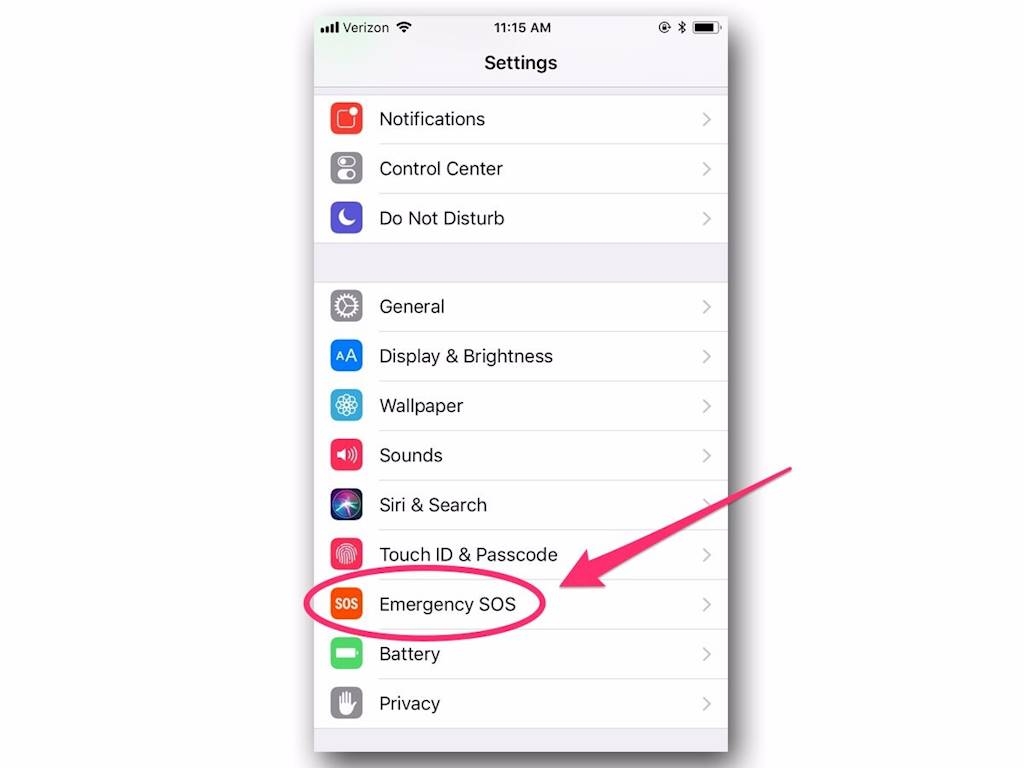 Các bước kích hoạt Emergency SOS trên iOS 11