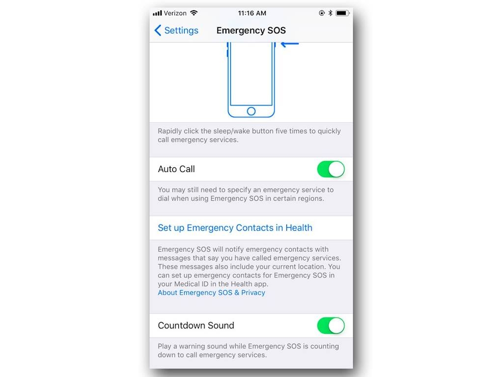 Các bước kích hoạt Emergency SOS trên iOS 11 1