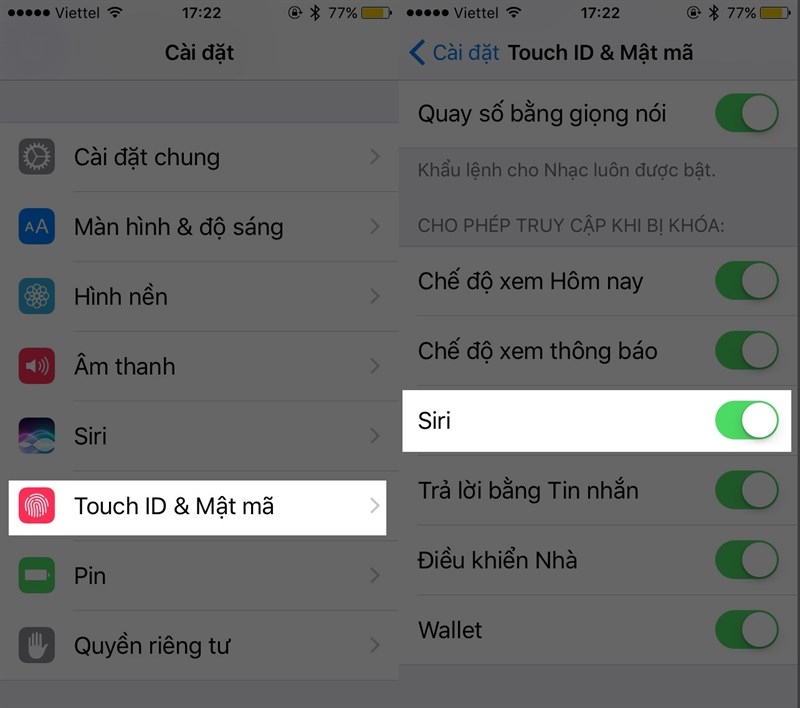 Bật/tắt Siri với nút Home