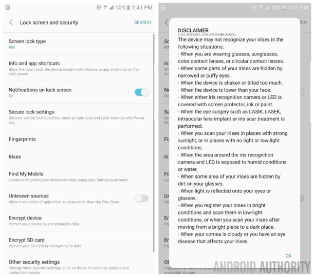 Galaxy Note 7 tiếp tục rò rỉ màn hình quét mống mắt