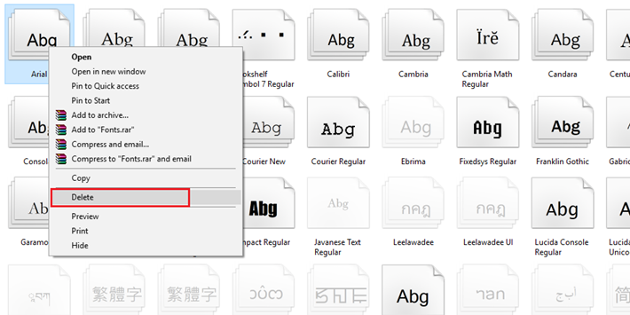 Gỡ cập nhật font chữ cho Win 7