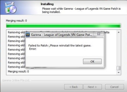 Lỗi “Failed to patch” Lỗi “Failed to patch”