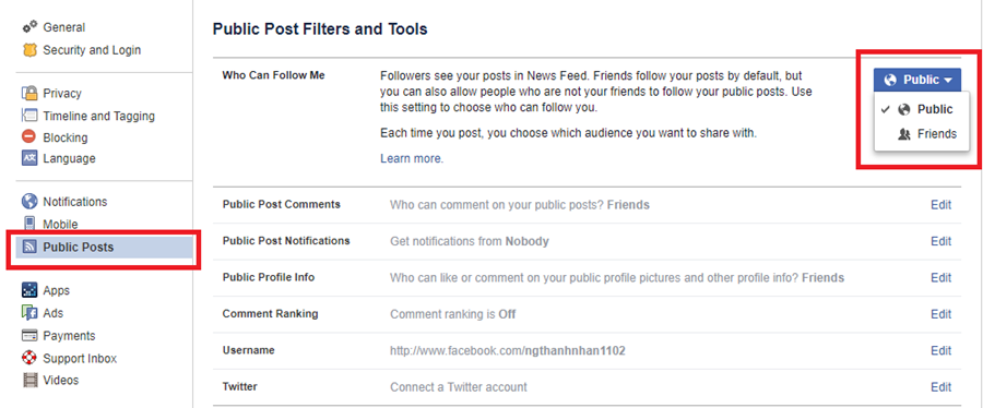 Cách mở Follow (Theo dõi) trên trang cá nhân