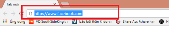 Truy cập trang web Facebook bằng trình duyệt web trên máy tính