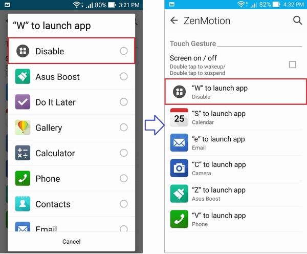 Tắt một cử chỉ trong ZenMotion Tắt một cử chỉ trong ZenMotion
