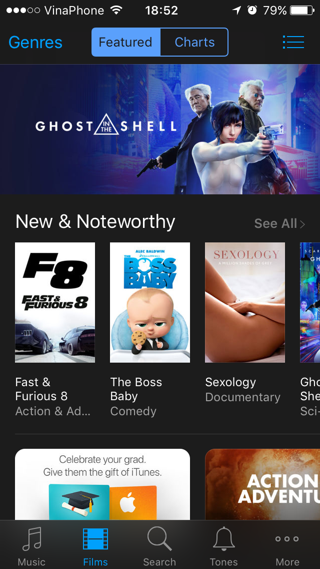 Giao diện cửa hàng phim trên iTunes Store​