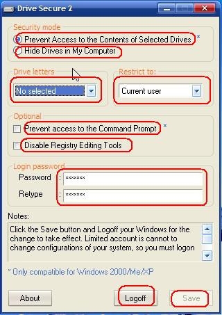 Phần mềm khóa ổ cứng Drive Secure 2