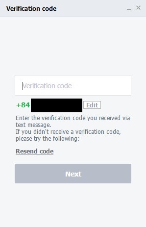Nhập mã xác thực