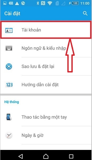 Truy cập mục Tài khoản