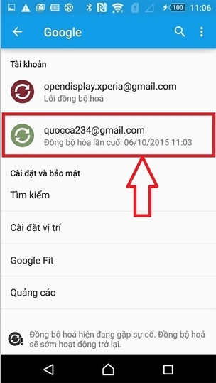 Chọn tài tài khoản Gmail (Google) mà bạn muốn đăng xuất