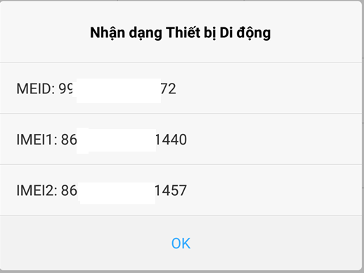 Soạn *#06# và bấm gọi để hiển thị số IMEI Soạn *#06# và bấm gọi để hiển thị số IMEI