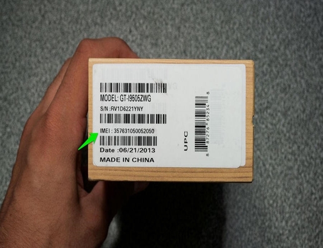 Xem số IMEI ở vỏ hộp sản phẩm Xem số IMEI ở vỏ hộp sản phẩm