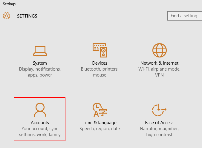 Truy cập mục Accounts Truy cập mục Accounts